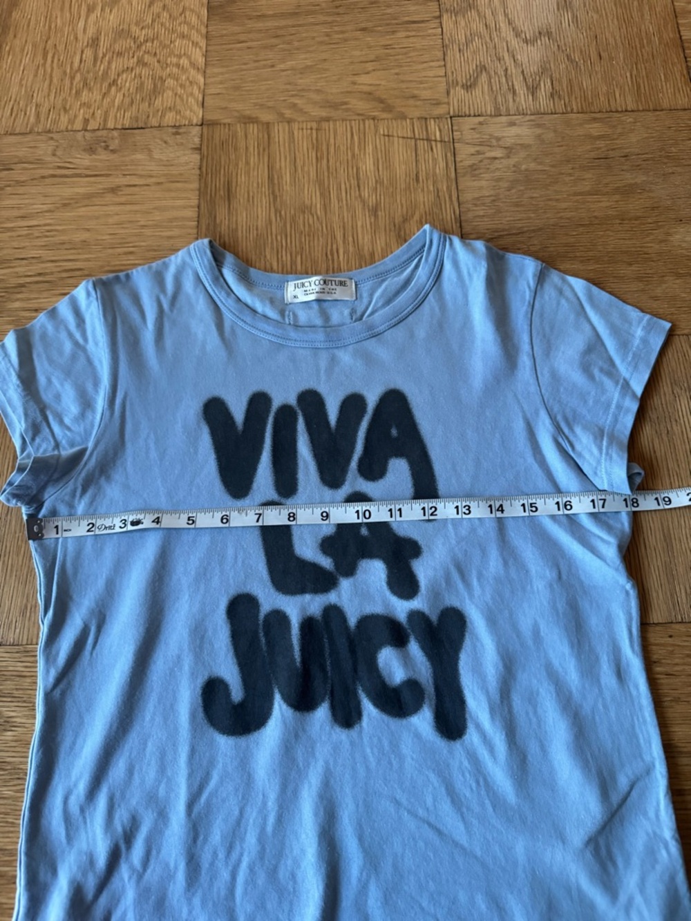 Juicy Couture Vintage Y2K Rare Tag Light Blue Short Sleeve T Shirt Viva La Juicy - Picture 5 of 6